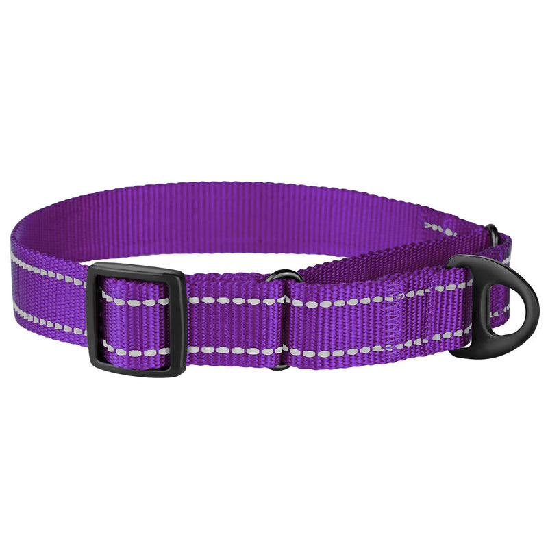 [Australia] - CollarDirect Reflective Martingale Dog Collar Nylon Heavy Duty Training Pet Collars for Small Medium Large Dogs Puppy Pink Orange Black Blue M, Neck Size 13"-18" Purple 