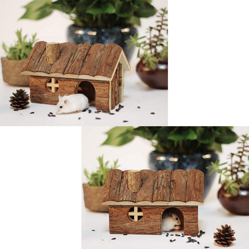 ESM Hamster Wooden Hideout House Natural Pet Rats Climbing Play Hut Hideaway Room for Dwarf Hamster, Mouse, Rat,Gerbil and Other Pet Small Animals 5.9 x 4.4 x 4.7 inch - PawsPlanet Australia