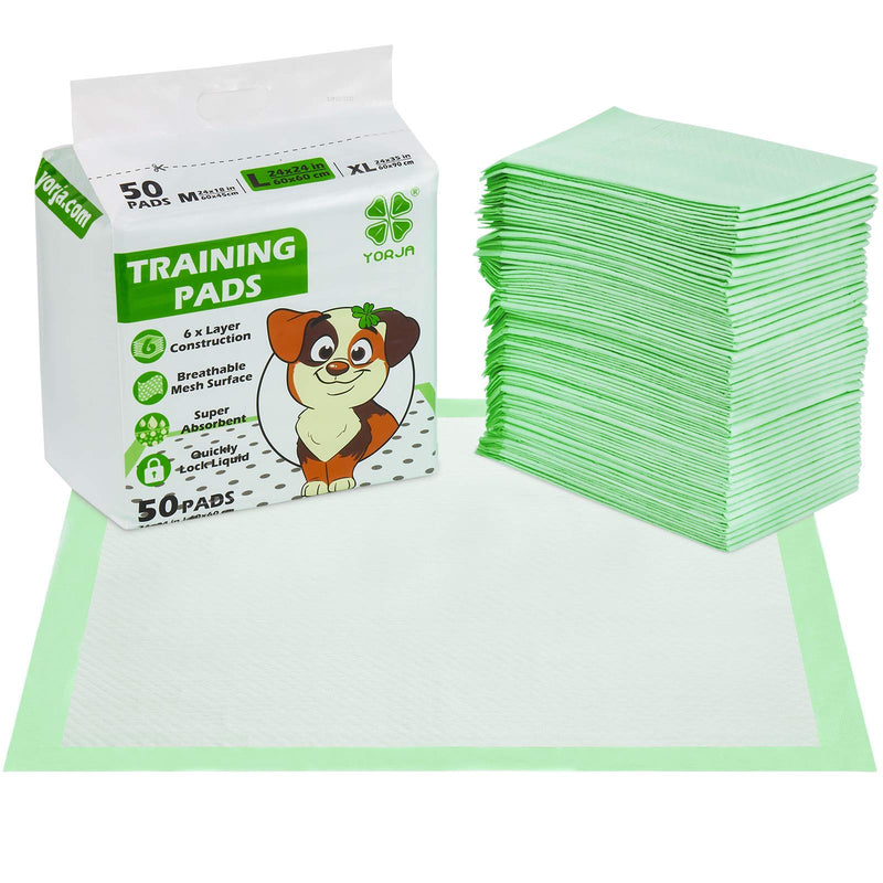 YORJA Puppy Training Pads 100 Pack-60 x 60cm Super Absorbent Large Dog Pee Pads with Breathable Mesh Surface 100 Pads - PawsPlanet Australia