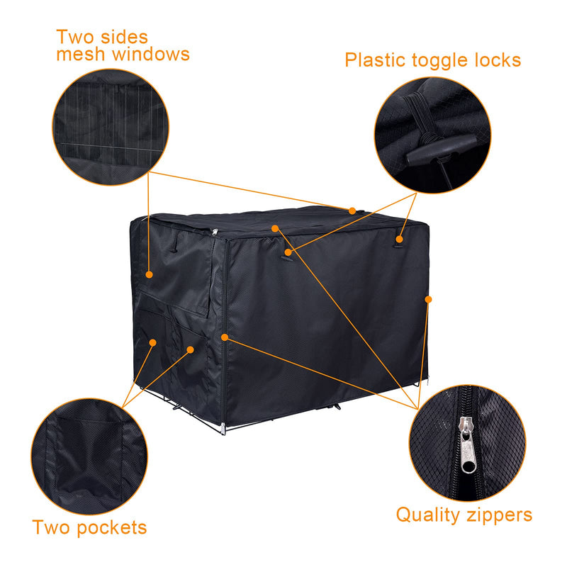 Dog Crate Cover Durable- Fits 24 30 36 42 48 Inches Wire Crate - Dog Kennel Cover for Medium and Large Dog - Heavy Duty Oxford Fabric with 1 2 3 Doors Rhombus Black-2 24 Inch - PawsPlanet Australia