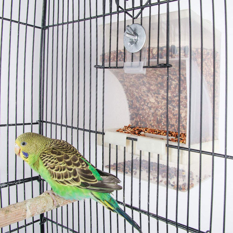 [Australia] - Old Tjikko Parrot Automatic Feeder,No-Mess Bird Feeder,Cage Accessories for Budgerigar Canary Cockatiel Finch Parakeet Seed Food Container 2pc Screw-Fixed Bird Feeder 