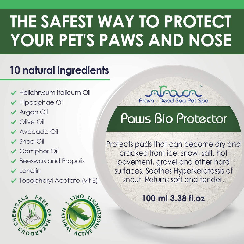 Arava Natural Paw Nose Balm Protector - for Dogs & Cats – Big Pack 3.38 oz - Soother - Relief for Dry Cracked Irritated Paws - Hot Spots Treatment - Healing Moisturizing Wax Cream for Pads - PawsPlanet Australia