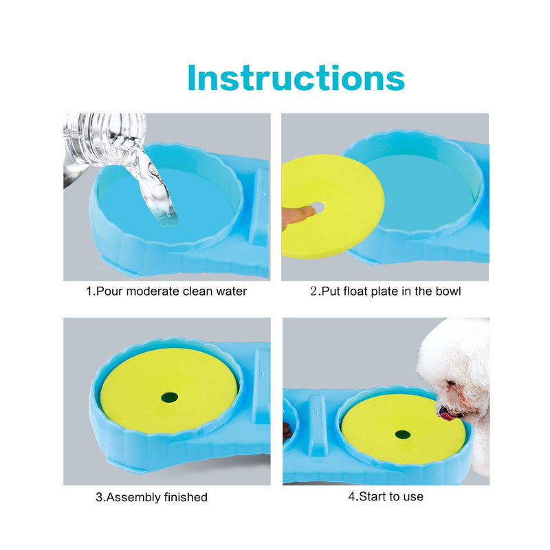 [Australia] - JUSTPET Anti Wet Mouth Slow Drink Pet Water Bowl, Anti Choke Slow Feeder Interactive Bloat Stop Dog Bowl, 2 in 1 Pet Double Bowl for Dogs Cats (Blue) 