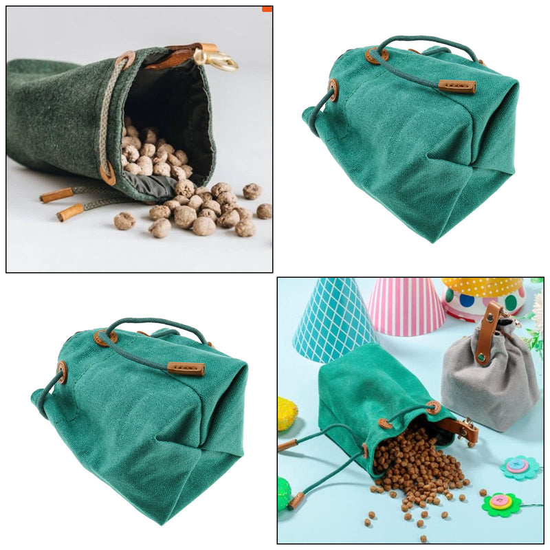 OTOTEC Dog Treat Pouch Cleanable Dog Treat Training Bag with Clip and Drawstring Pet Snack Bag Food Storage for Dog Training Outdoor Activities Walking Green - PawsPlanet Australia