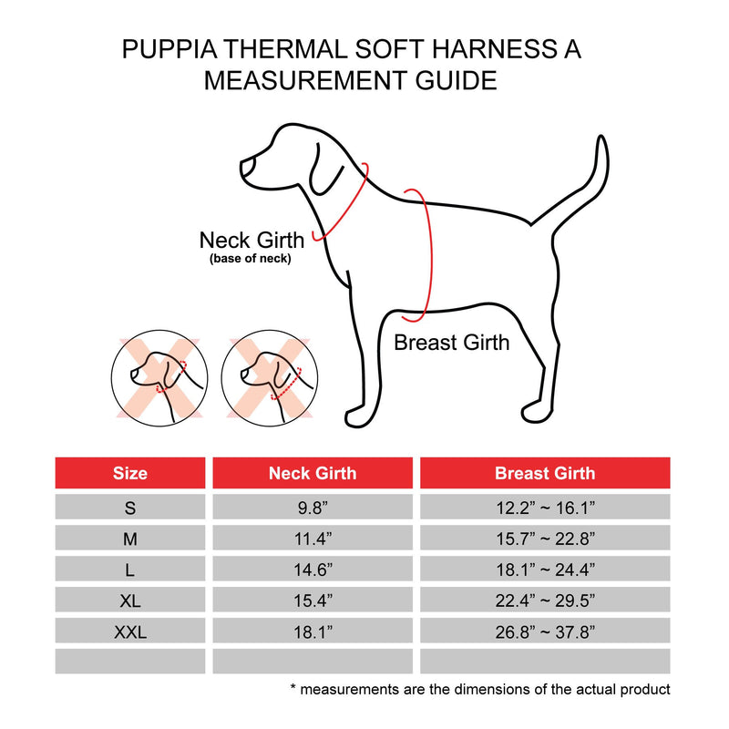 Puppia Dog Harness for Small and Medium Dogs - Thermal Soft Harness A Black M - PawsPlanet Australia