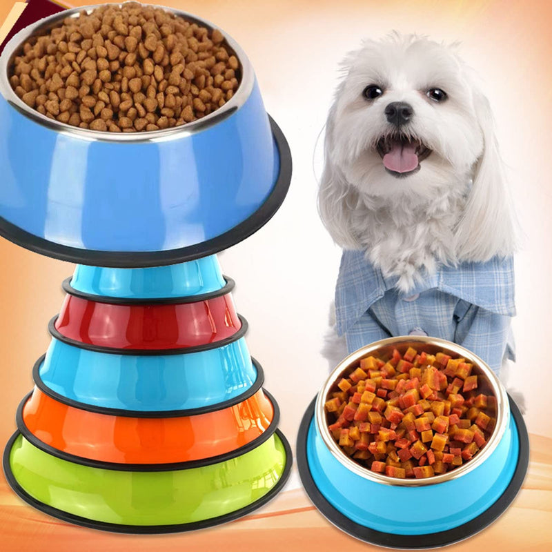KuTi Kai Cat Bowls, Food Grade Feeding Bowl Cat Stainless Steel Non-slip Cats Bowl Pet Bowl Set 2Pcs/Set (Blue) Blue - PawsPlanet Australia