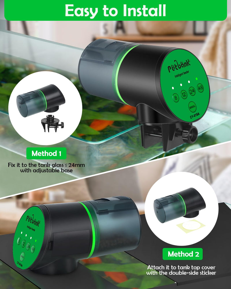 Petbank Automatic Fish Feeder for Aquarium - Auto Fish Food Dispenser Battery Operated Vacation Timer Fish Feeder Automatic Dispenser with 2 AAA Batteries Included CY-019A - PawsPlanet Australia