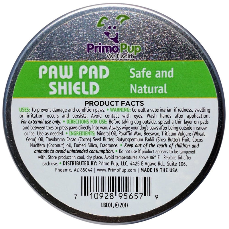 Primo Pup Vet Health - Paw Pad Shield for Dogs - All Dog Formula with Cocoa Butter, Shea Butter and Coconut Oil, Paw Protection Wax Helps with Pad Injury - 2 Ounce Jar - PawsPlanet Australia