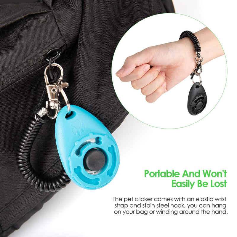 HKDGYHON Dog Training Clicker, Pet Training Clickers with Wrist Strap for Dogs Cats Puppy Birds Horses Birds Black/Blue - PawsPlanet Australia