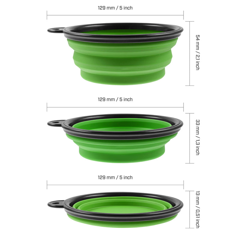 PhoneNatic Collapsible Silicone Dog Bowl in Green, Travel Bowl for Dogs and Cats with Carabiner, S, Green, 350 ml - PawsPlanet Australia