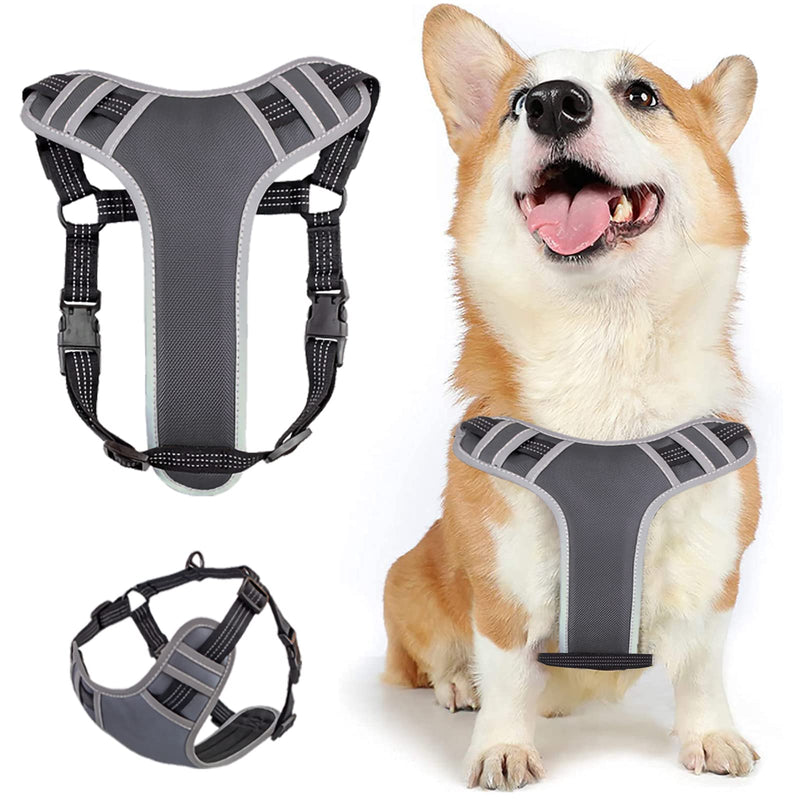 Dog Harness, No Pull Dog Harness Large, Adjustable Dog Vest Harness for Easy Walking, Easy Control for Outdoor Walking and Training, Gray - PawsPlanet Australia