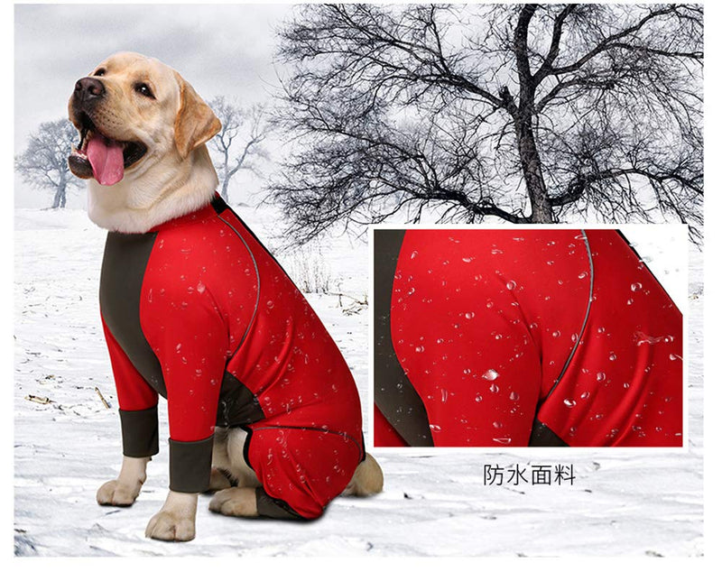 NashaFeiLi Pet Clothes, Large Dog Shirt Waterproof Warm Pajamas Reflective T-shirt Onesies for Medium Large Dog (28#, Red) 28# - PawsPlanet Australia