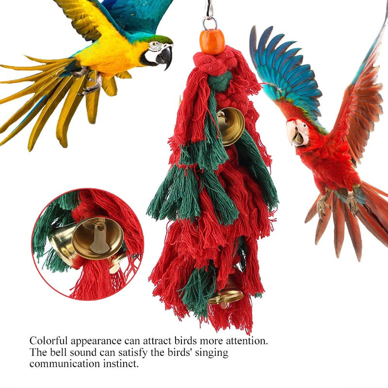 Parrot Chew Toy, Colorful Cotton Knots Rope Bird Tearing Toys with Bell for Small Parrots Parakeets Conures Cockatiel Love Birds - PawsPlanet Australia