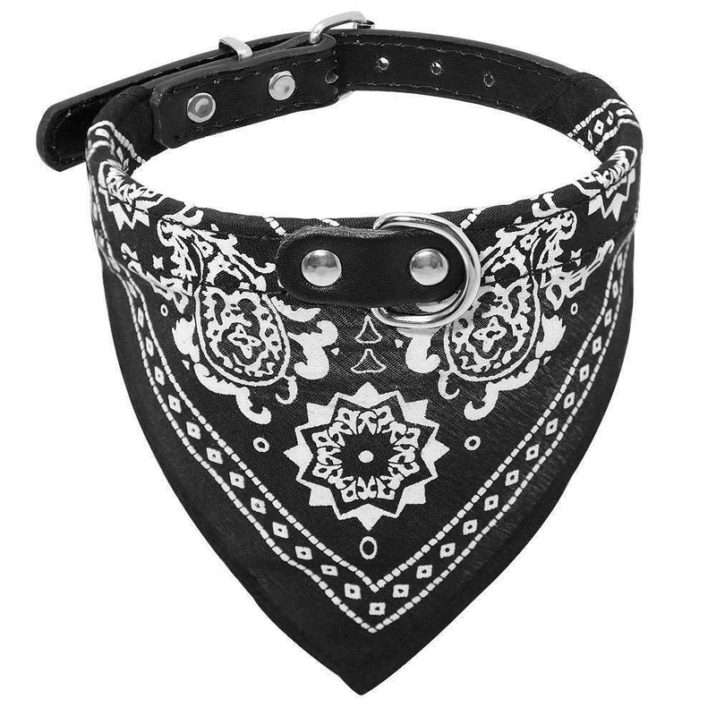 SpeedPets Dog Collar PU Leather Bandana Pet Clothing (X-Small, Black) X-Small - PawsPlanet Australia