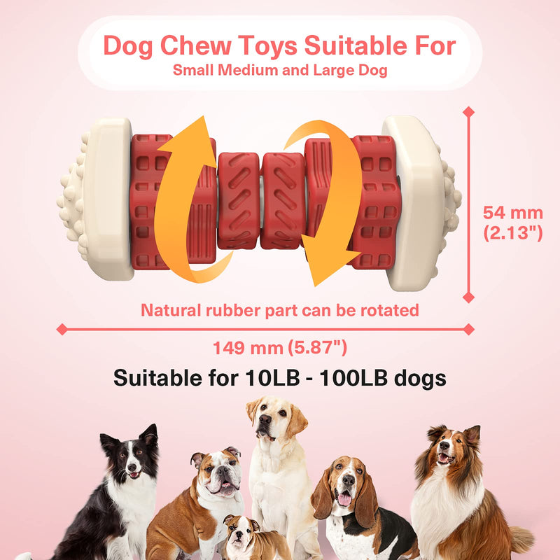 AOZOOM Dog Toys for Aggressive Chewers, Tough Durable Dog Chew Toys, Dog Puzzle Toys with Beef Flavor, Interactive Dog Toys, Safe Rubber Indestructible, for Large Medium Small Dogs - Red - PawsPlanet Australia