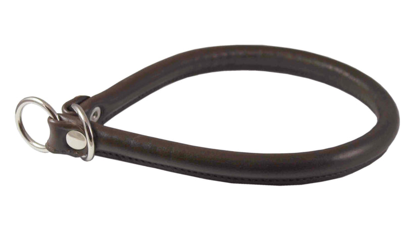 [Australia] - Round Genuine Rolled Leather Choke Dog Collar 19" Long Brown 