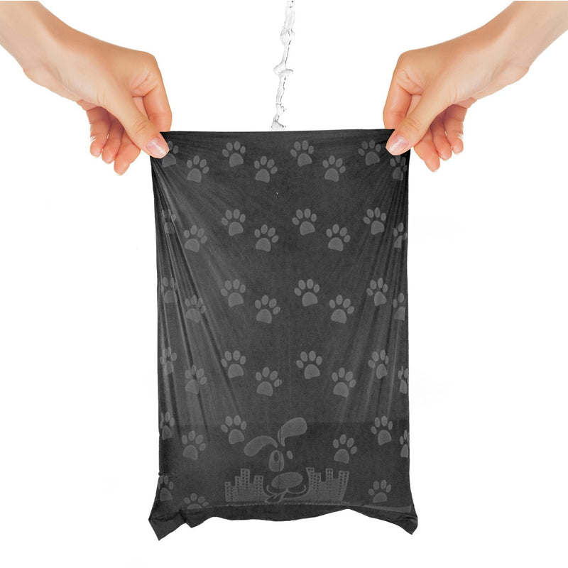 Downtown Pet Supply - Large Dog Poop Bags with Dog Leash Clip and Poop Bag Dispenser - Cat Litter & Dog Poop Scoop Bags - Unscented, Leak-Proof Bags 180 Bags Black with Paw Prints - PawsPlanet Australia