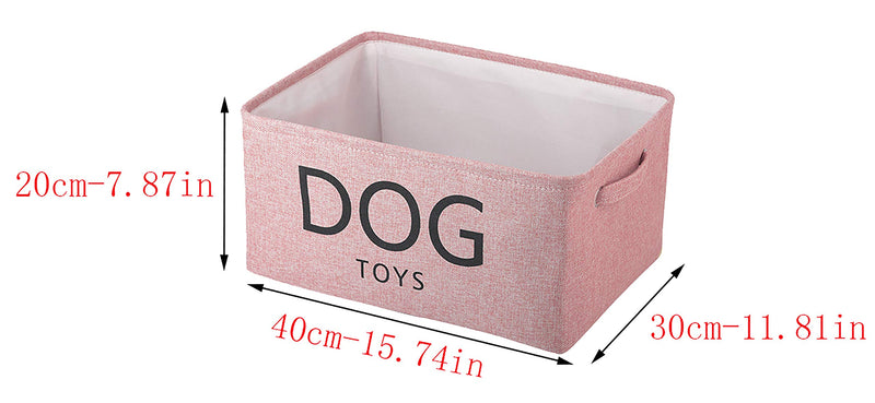 Brabtod Canvas Pet Toy and Accessory Storage Bin with Handles, Organizer Storage Basket for Pet Toys, Blankets, Leashes and Embroidered DOG TOYS-Pink-dog Pink-dog - PawsPlanet Australia