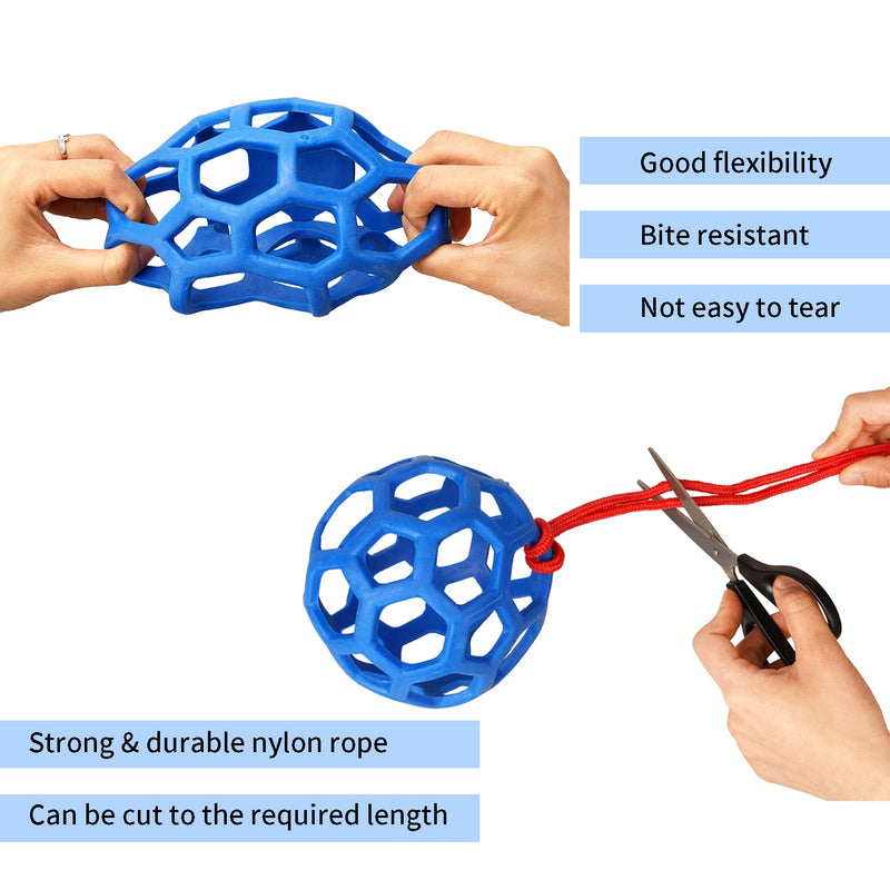 3Pcs Hanging Feeding Ball for Horse- Silicone Horse Treat Ball with Strong Nylon Rope- Blue Slow Feed Hay Ball Hanging Feeding Toy for Horse Goat Sheep Relieve Stress (5.3" in Diameter) - PawsPlanet Australia