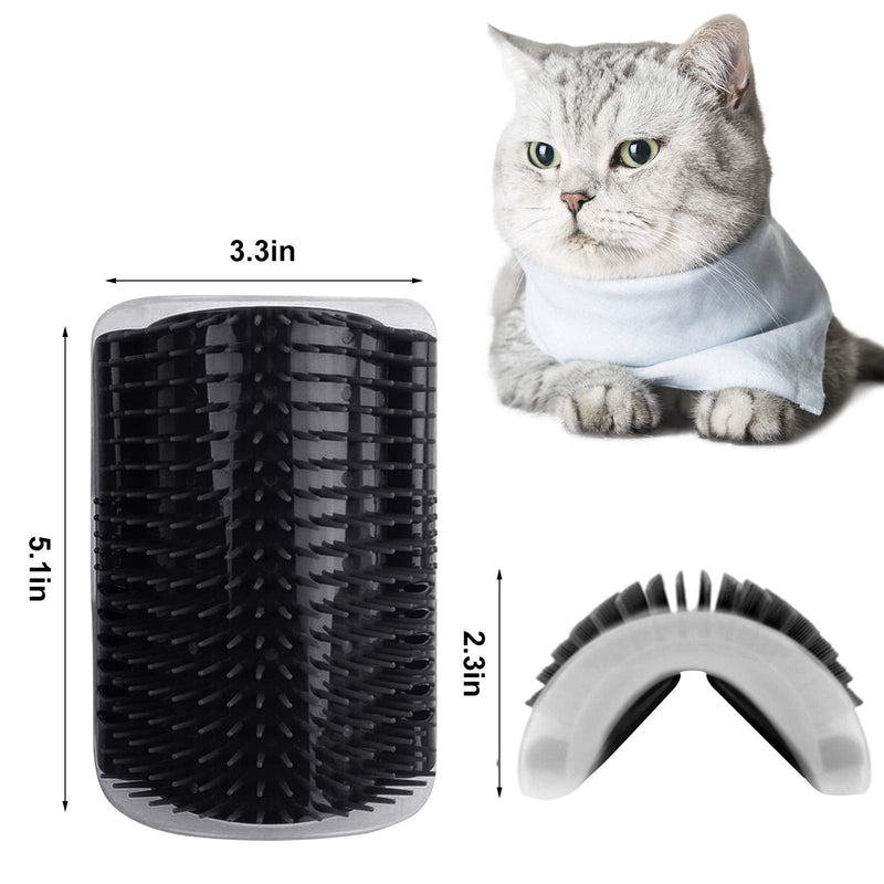 2 PACK Cat Self Groomer,Softer Cat Corner Scratcher For Wall With Catnip,Massage Comb Groomer Cat Corner Groomer,Pet Grooming Massage Kitten Brush,Cat Face Scratcher For Kitten with Long &Short Fur (Black) Black - PawsPlanet Australia
