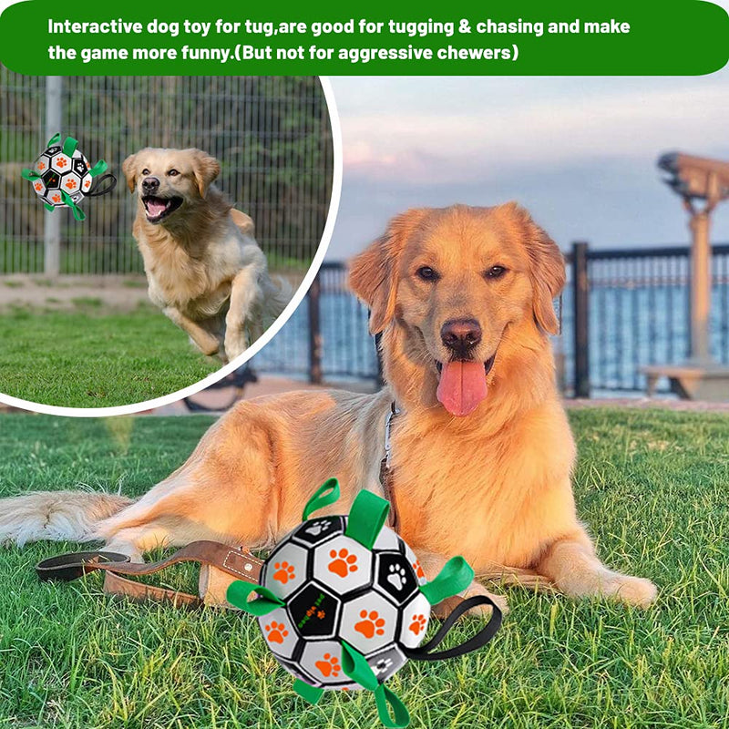 Pet Vipheo Dog Toys Soccer Ball with Grab Tabs,Interactive Dog Toy for Tug,Herding Ball for Dogs,Durable Funny Football Suitable for Water Pool Beach Grass Park for Small Puppy & Medium Dog(6 Inch) Orange & White - PawsPlanet Australia