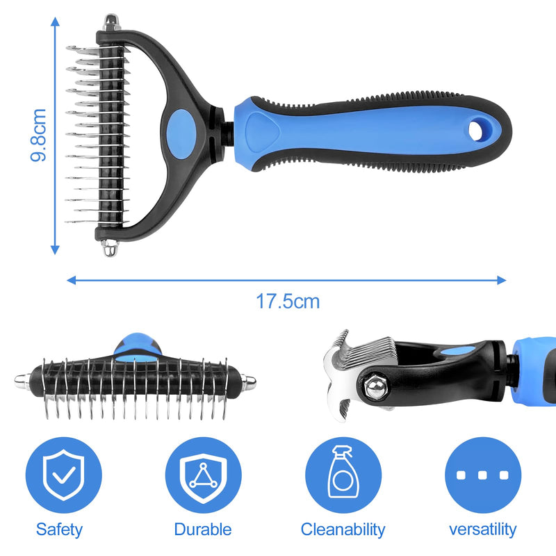 Mesybveo dog brush, cat brush for long hair, stainless steel dog brush undercoat, undercoat brush, double-sided 17+9 teeth, handle with hanging hole, dog brush against matting, for cats, dogs - PawsPlanet Australia