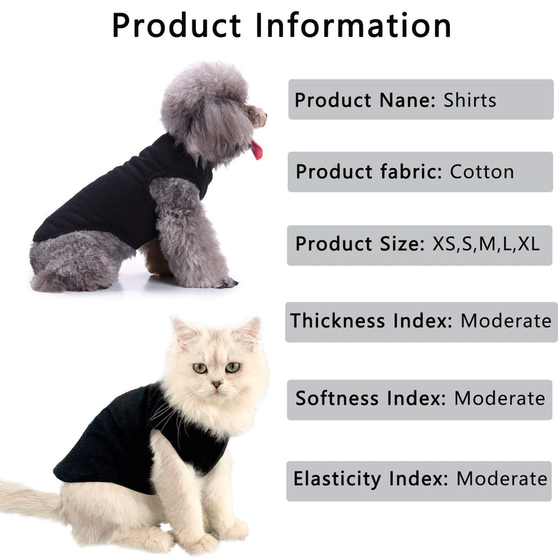 [Australia] - CAISANG Dog Shirts Puppy Clothes for Small Dogs Boy, Pet T-Shirts Doggy Vest Apparel, Comfortable Summer Shirts Beach Wear Clothing, Outfits for Medium Dog, Kitty Cats, Soft Cotton Tops XS Black 