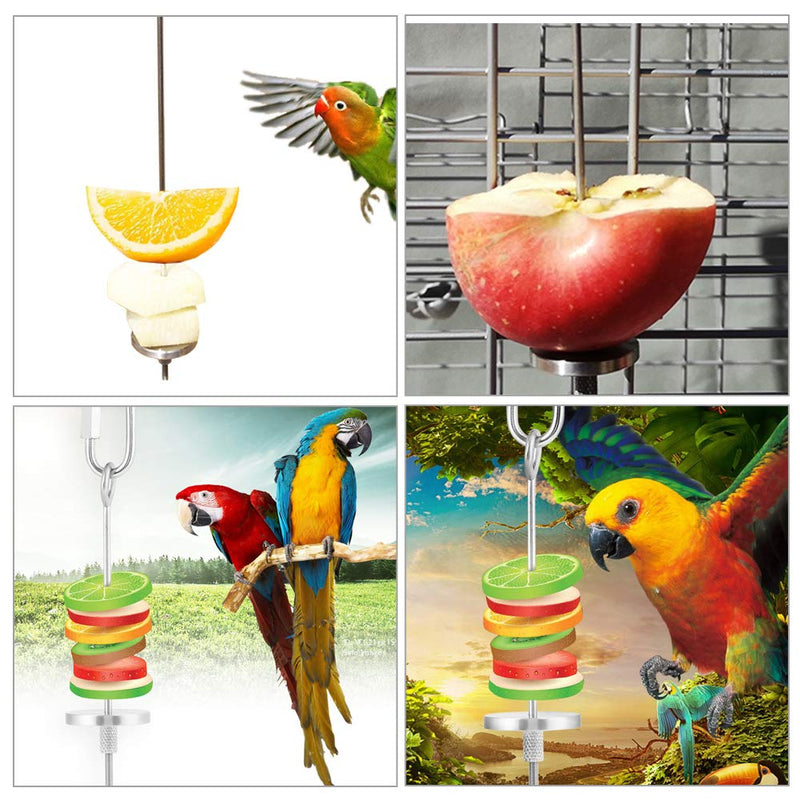 Parrot Skewer Stainless Steel Parrot Fruit Vegetable Food Stick Holder Small Animal Bird Toy Vegetable Skewer Foraging Toy for Parrots/Chinchillas/Small Pets (#2) #2 - PawsPlanet Australia