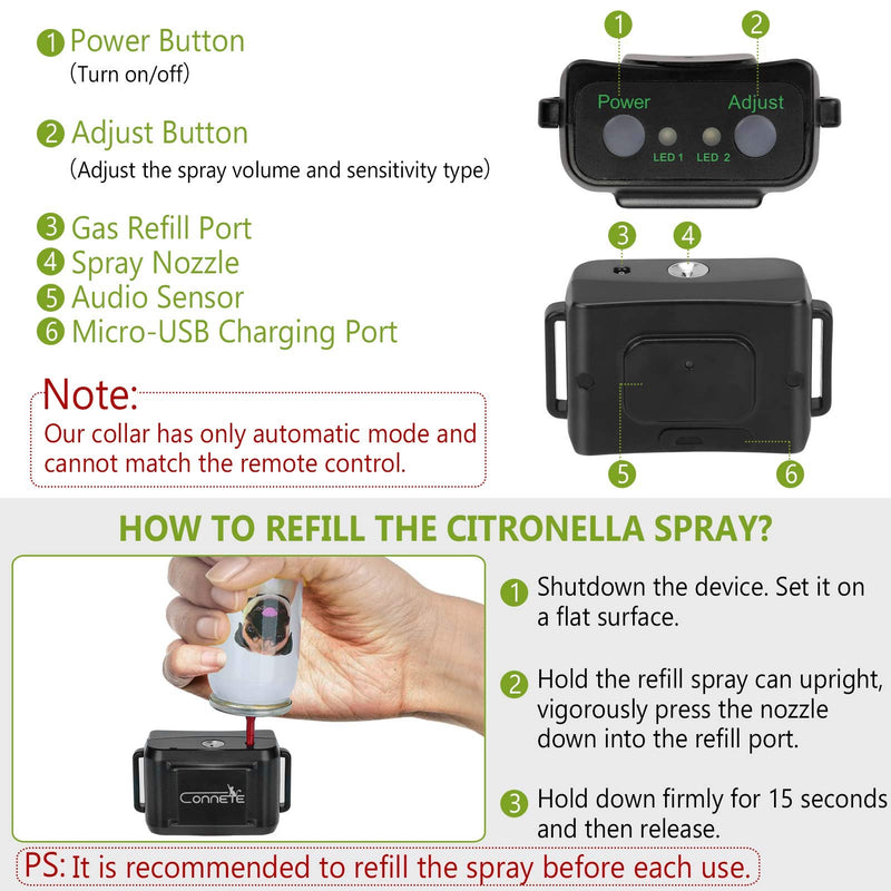 Auto Citronella Bark Collar for Dogs, [1Citronella Spray] Waterproof Spray Dog Training Collar, No Shock Humane Citronella Dog Barking Collars, Safer Rechargeable Anti Barking Control Collar Black - PawsPlanet Australia