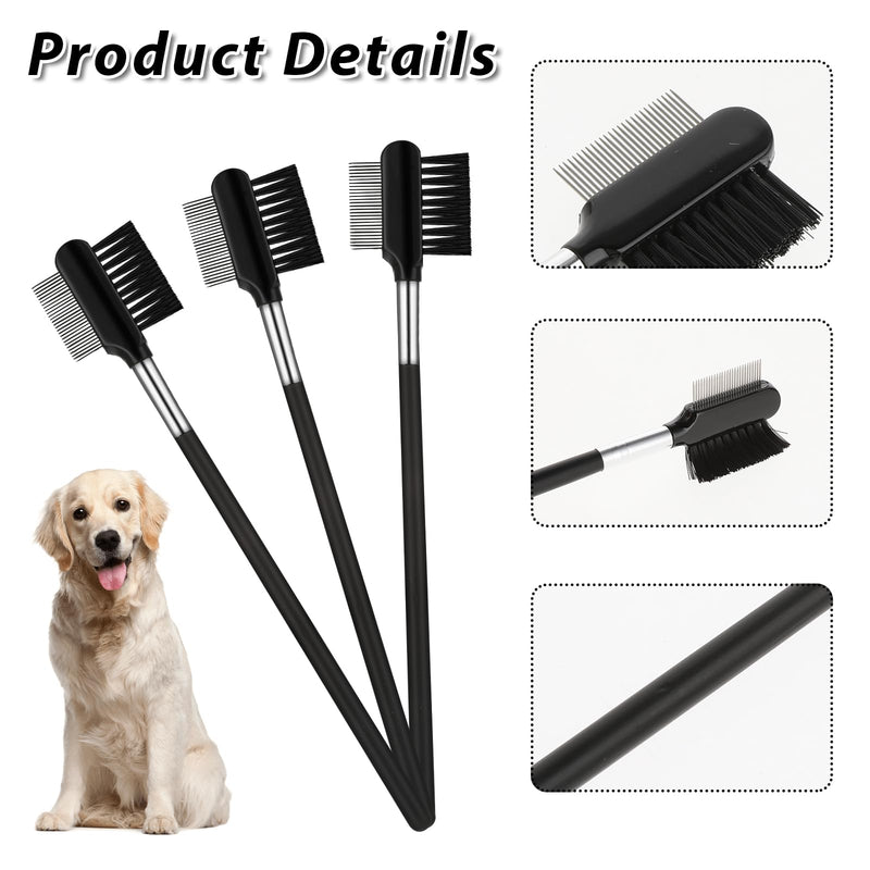 Bremorou Tear Stain Removal Comb, Pack of 3 Flea Comb Dog Tear Stain Remover Comb Flea Comb for Cats Double-Sided Dog Eye Comb for Pet Cats Dogs for Removing Crust and Mucus - PawsPlanet Australia