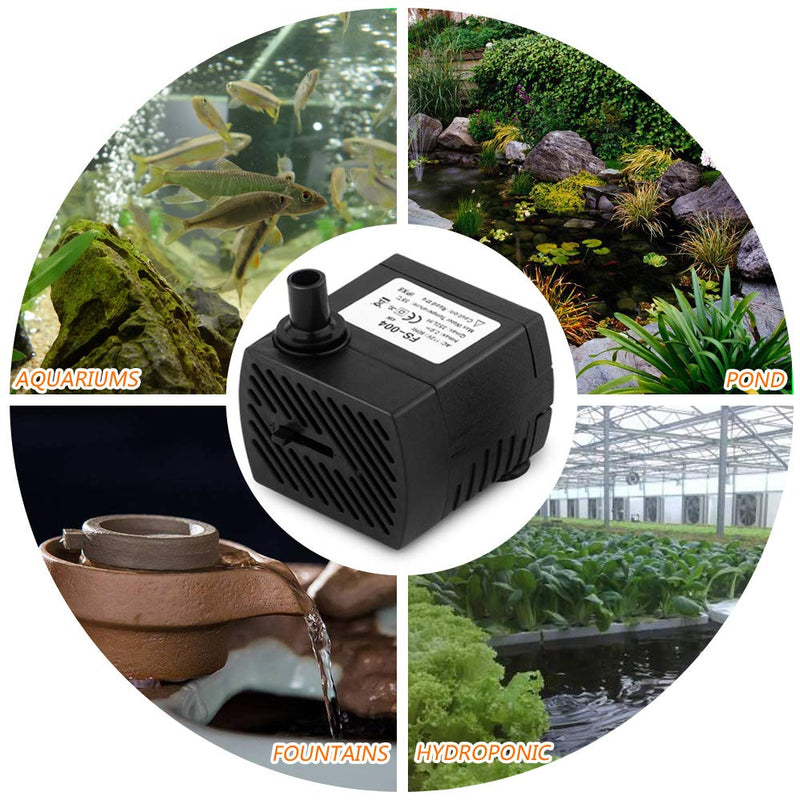 FREESEA 95 GPH 4W Ultra Quiet Mini Submersible Pump for Aquariums, Fish Tank, Pond, Fountain Water Pump 1PCS - PawsPlanet Australia