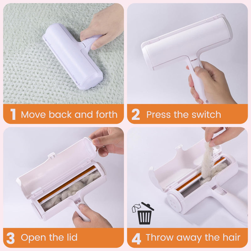Pet Hair Remover - Pet Hair Lint Roller for Dogs and Cats - Hair Remover for Sofas, Furniture, Carpets, Car Seats, Reusable Lint Roller with Self-Cleaning Base Recyclable - PawsPlanet Australia