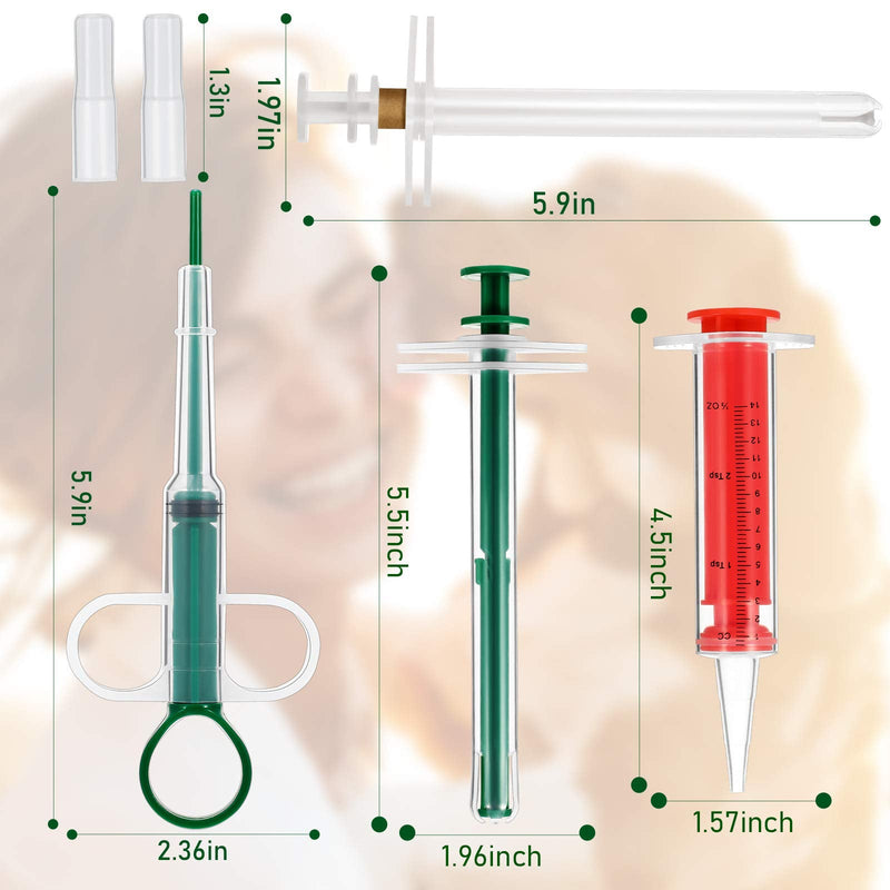 4 Pieces Pet Cat Pill Shooter Dog Syringe Dispenser Puppy Medicine Feeder Piller Popper Silicone Safe Reusable Tablet Medical Feeding Tool for Cats Dogs Small Animals Green, Green and red, White - PawsPlanet Australia