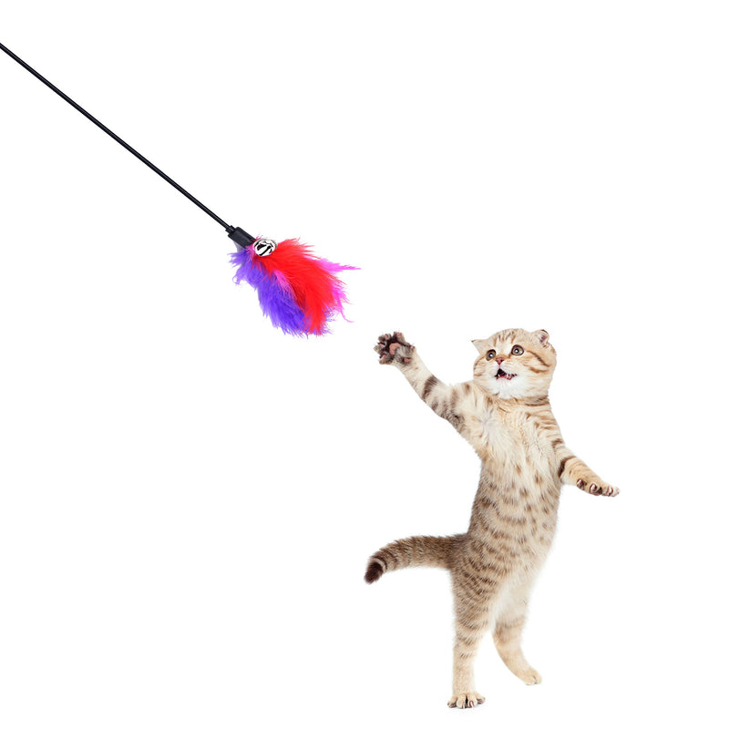 [Australia] - BINGPET Cat Toys Color Vary Feather Teaser and Exerciser Wand for Cat and Kitten, 3 Piece 