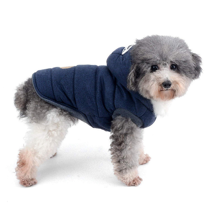 ZUNEA Small Dog Vest Coat Fleece Lined Winter Warm Puppy Jacket Hooded Windproof Pet Chihuahua Sweatshirt Soft Doggie Clothes Apparel Blue XL XL (Neck:32cm;Back:35cm;Chest:47cm) - PawsPlanet Australia