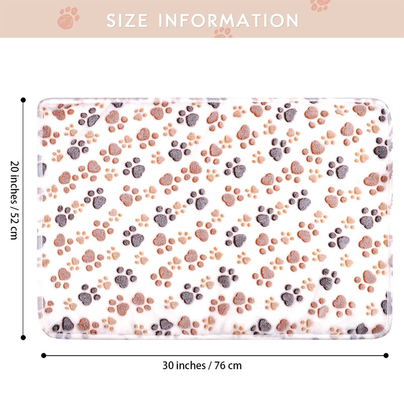 Pedgot 4 Pieces Fluffy Dog Blankets with Paw Print 24 x 16 Inches Soft and Warm Pet Throw Blankets Sleep Bed Mat for Small Dogs and Cats Brown,white,pink 30 x 20 Inches - PawsPlanet Australia