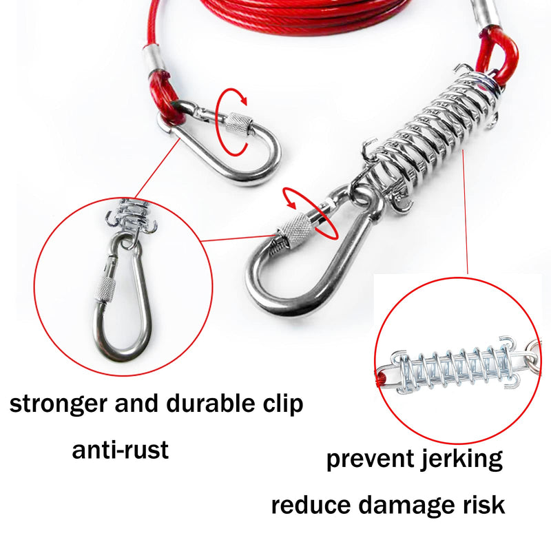 Hausure Dog Runner tie Out Cable, 30ft Dog Runner with Shock Absorbing Spring, Reflective Dog Cable for Yard and Camping, Rust Proof Dog Yard Run Leash up to 250lbs 30ft/250lbs - PawsPlanet Australia