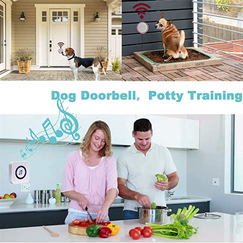 ChunHee Wireless Dog Cat Doorbell for Potty Training/Smart Buttons Door bell Operating at 500Feet with 52 Melodies 5 Volume Levels LED Light Flash UK 1Receiver & 2Dog Cat Doorbell - PawsPlanet Australia