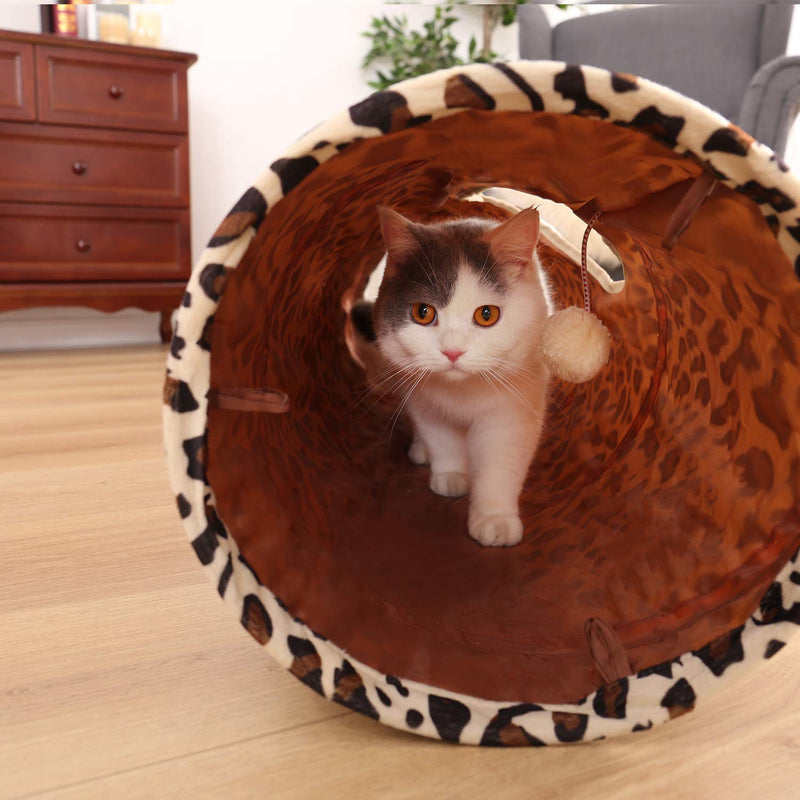 PAWZ Road Cat Toys Collapsible Tunnel Leopard Cat Tunnel Tube for Cat,Rabbits and Dogs Medium - PawsPlanet Australia