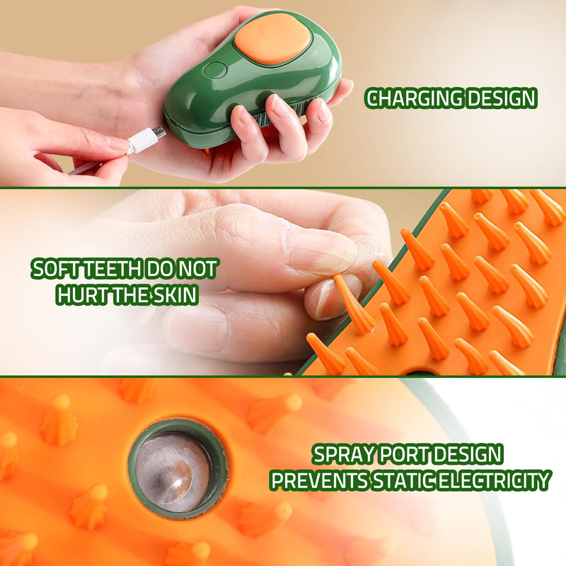 Mity rain Steamy Cat Brush - 3 In1 Cat Steam Brush, Cat Brush With Steam, Cat Hair Brush With Water For Dogs/Cats to Grooming,Clean and Shedding (Green) Green - PawsPlanet Australia