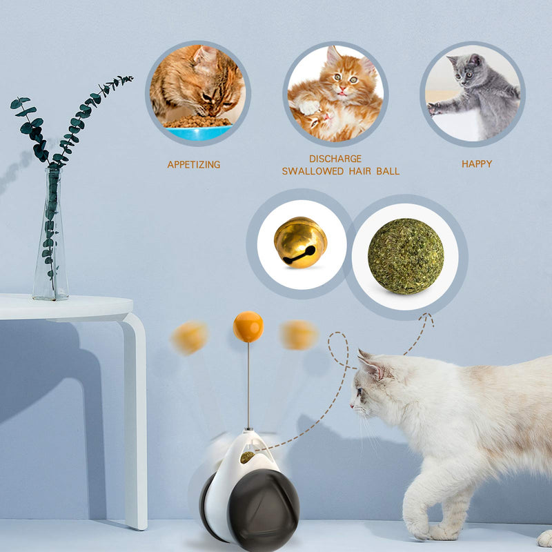 Cat Toys for Indoor Cats, Denvdency Interactive Cat Toy Ball with Catnip, Feather, Small Bell for Cat Kitten Having Fun Exerciser Playing, Bonus 5pcs Silvervine Sticks for Cat Teeth Cleaning - PawsPlanet Australia