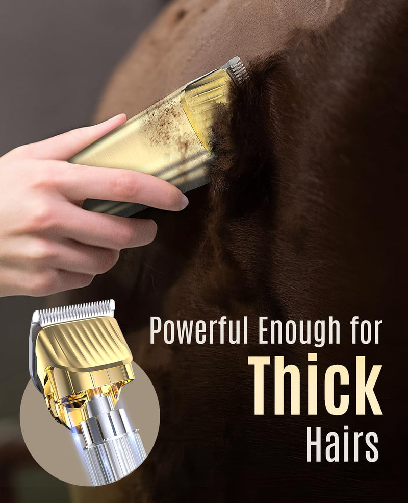 oneisall Horse Clipper for Thick and Matted Hair, Wireless Horse Clipper Long Hair Horse Razor Horse Trimmer with 2 Speeds Gold - PawsPlanet Australia