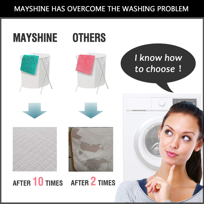 MAYSHINE Non-Slip Bathroom Rug Shag Shower Mat Machine-Washable Bath Mats with Water Absorbent Soft Microfibers, 20 x 32 Inches, Turquoise 20x32 inches - PawsPlanet Australia