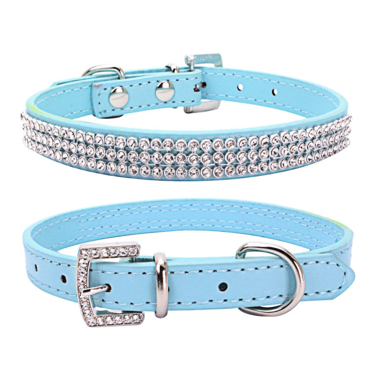 Serijoars Puppy Collar Cute Dazzling Sparkling Elegant Fancy PU Leather Bling Rhinestone Crystal Jeweled Pet Cat Dog Collar (S, Pink) S - PawsPlanet Australia