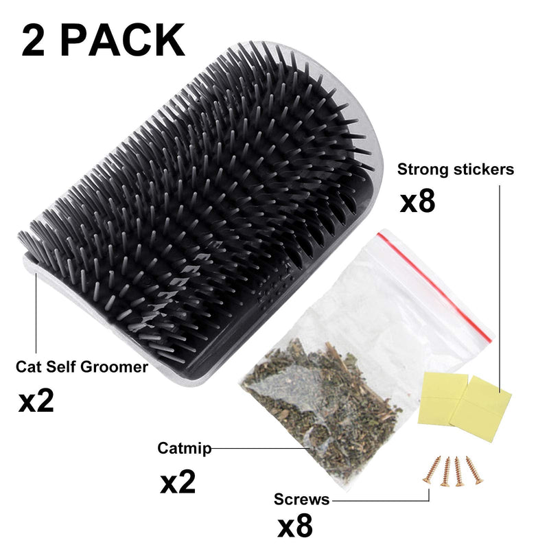 2 PACK Cat Self Groomer,Softer Cat Corner Scratcher For Wall With Catnip,Massage Comb Groomer Cat Corner Groomer,Pet Grooming Massage Kitten Brush,Cat Face Scratcher For Kitten with Long &Short Fur (Black) Black - PawsPlanet Australia