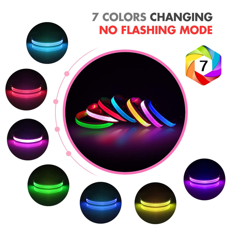 PcEoTllar Led Dog Collar Rechargeable, Light Up Dog Collars Waterproof Dog Collar Light RGB Colorful Lighted Dog Collar Purple Dog Lights for Night Walking Flashing Dog Collar for S / M / L Dogs S(11''-15.7''/28-40cm) Black - PawsPlanet Australia