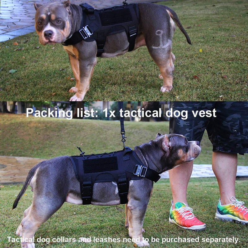 HUNTVP Tactical Dog Harness Vest Military Molle Vest Adjustable Working Training Dog Vest with Handle L Black - PawsPlanet Australia