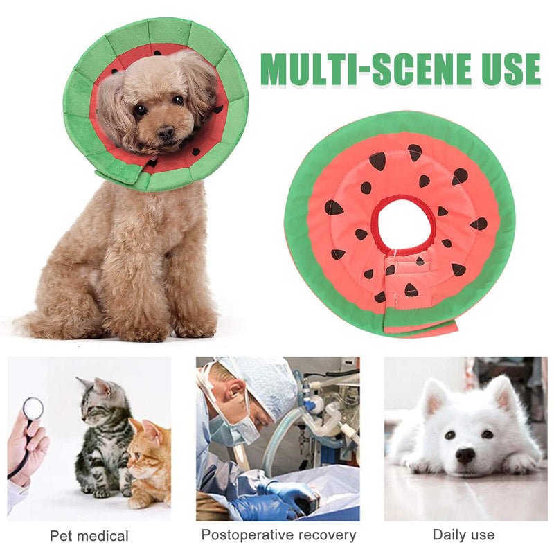 MA Keleily Cute Pet Cone Collar Soft Cat Recovery Collar Adjustable Dog Neck Collar Comfortable Pet Recovery Collars Washable Cat Protective Collar Anti-Bite Cone Collar for Cat, Dog, Watermelon-S red watermelon - PawsPlanet Australia