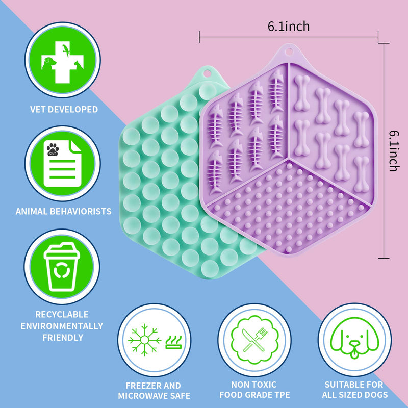 Feeding Mat for Dog,Dog Bath Distraction Device,Dog Anxiety Relief,Alternative to Slow Feeder Dog Bowls,Snuffle Mat for Dogs, and Dog Puzzle Toys,Perfect for Food,Treats,Yogurt,or Peanut Butter Green&Purple - PawsPlanet Australia