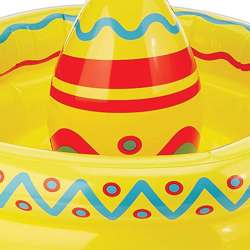 Beistle Novelty Plastic Inflatable Mexican Sombrero Cooler Cinco De Mayo Fiesta Theme Drink Holder Party Suppliescan Decorations, 18" x 12", Yellow/Red/Blue Cooler 18"x12" - PawsPlanet Australia